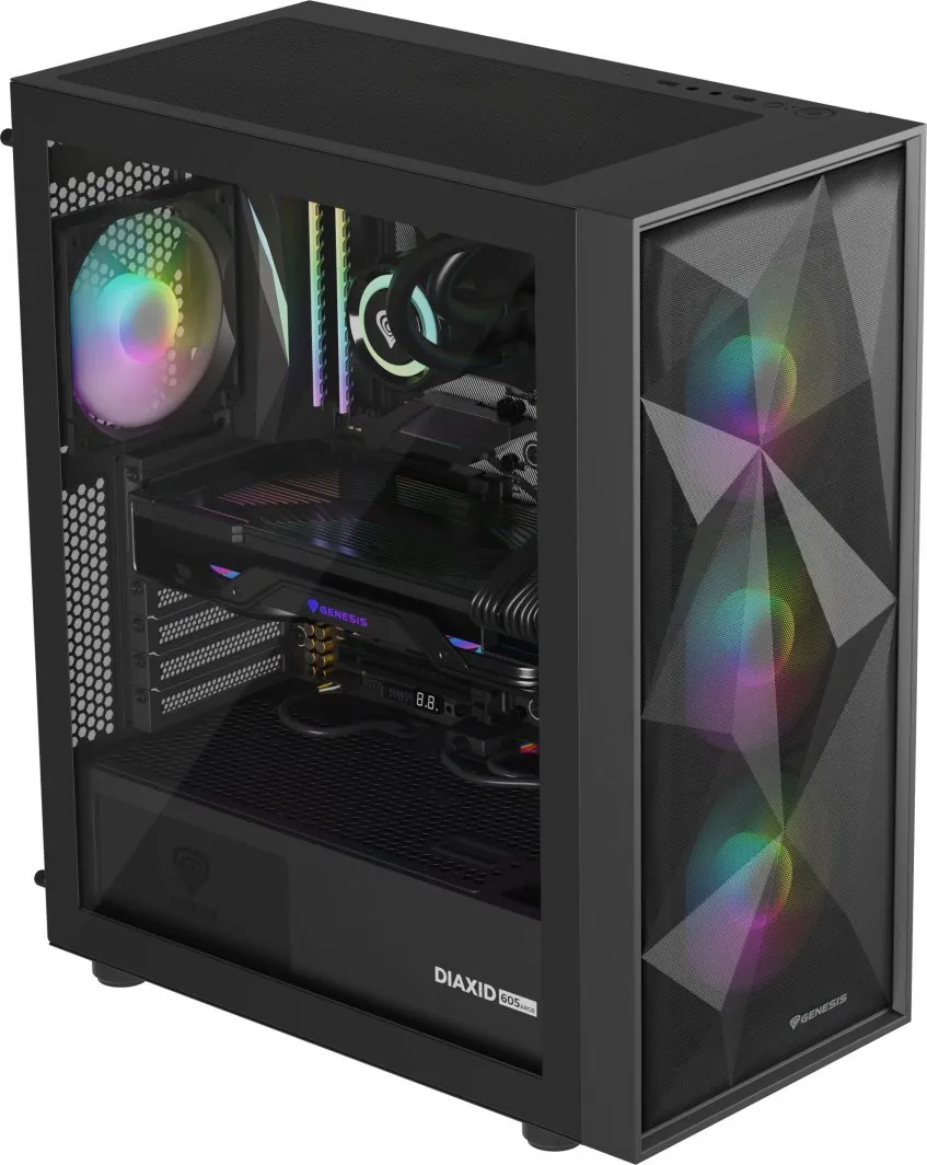 Kasë Genesis Diaxid 605 ARGB, e zezë, Midi Tower - 5