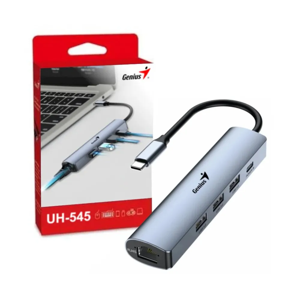 USB Hub Genius UH-545, 4 porte, 1xUSB-C/3xUSB 3.0, RJ-45, e hritë - 2