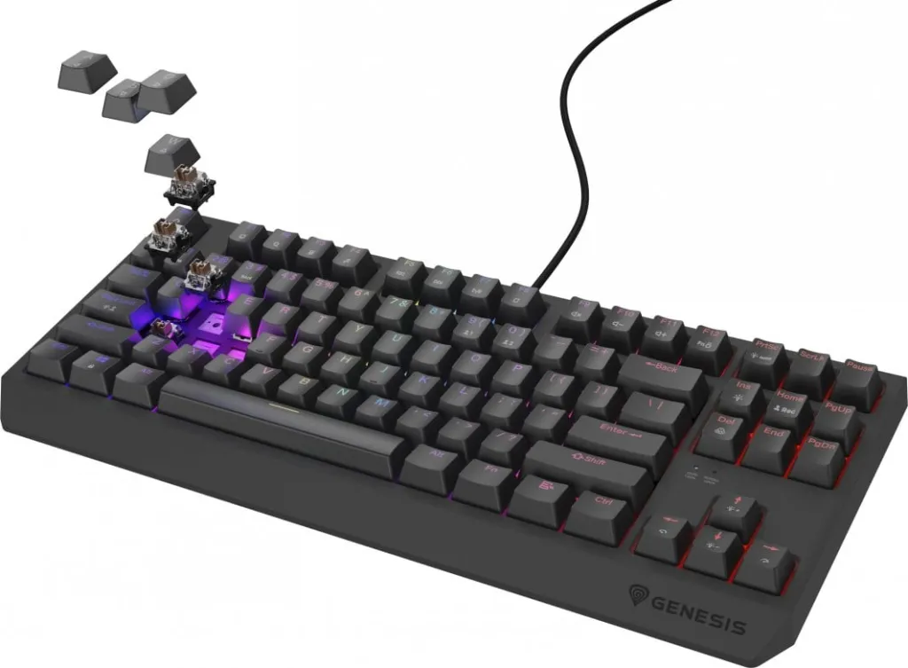 Tastierë Genesis Thor 230 TKL Outemu Brown, e zezë - 12