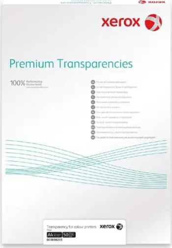 Film transparent për printer Xerox A4, 100 mikron, 50 fletë, i tejdukshëm