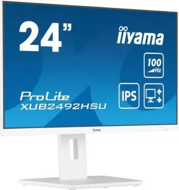 Monitor iiyama XUB2492HSU-W6, 23.8", 1920 x 1080, Full HD, 100 Hz, i bardhë