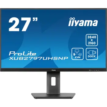 Monitor IIYAMA ProLite XUB2797UHSNP (XUB2797UHSNP-B1) 27\" 4K UHD 3840x2160 me KVM dhe dock, i zi