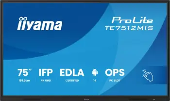 Ekran i madh me prekje iiyama ProLite TE7512MIS 75 inç, 4K UHD, i zi