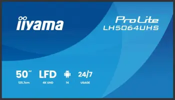 Monitor profesional Iiyama LH5064UHS-B1AG, 50", 4K UHD, 500 cd/m², i zi
