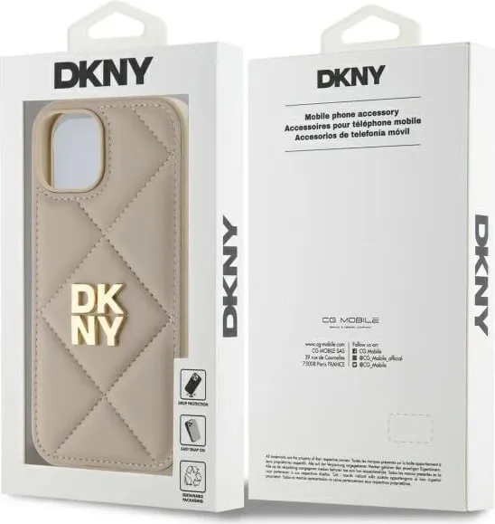Mbështjellës DKNY Quilted Stack Logo për iPhone 15 Plus, Bezhe - 2