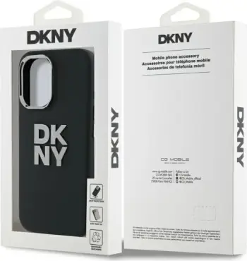 Mbështjellës DKNY Liquid Silicone Metal Logo për iPhone 15 Pro, i zi