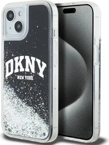 Mbulesë telefoni DKNY Liquid Glitter Arch Logo, për iPhone 14, e zezë
