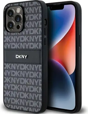 Mbështjellës DKNY Mono Stripe & Metal Logo për iPhone 15 Pro Max, i zi