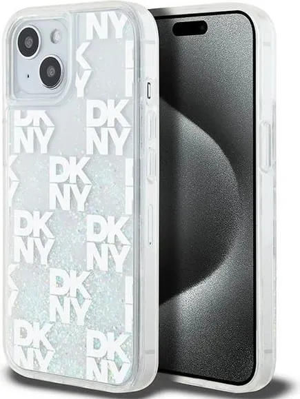 Maskë telefoni DKNY Liquid Glitter Checkered, për iPhone 15, transparente - 1