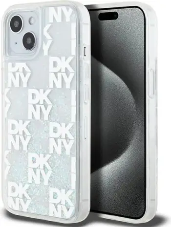 Maskë telefoni DKNY Liquid Glitter Checkered, për iPhone 15, transparente