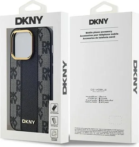 Mbështjellës DKNY Leather Checkered Mono Pattern MagSafe për iPhone 14 Pro Max, i zi - 2