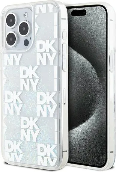 Mbështjellës DKNY Liquid Glitter Multilogo për iPhone 15 Pro Max, Bardhë - 1