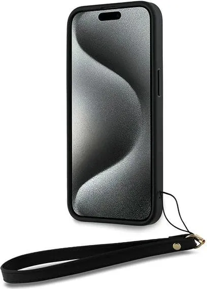 Mbështjellës DKNY Wrist Strap Stock Logo për iPhone 15 Pro Max, i zi - 4