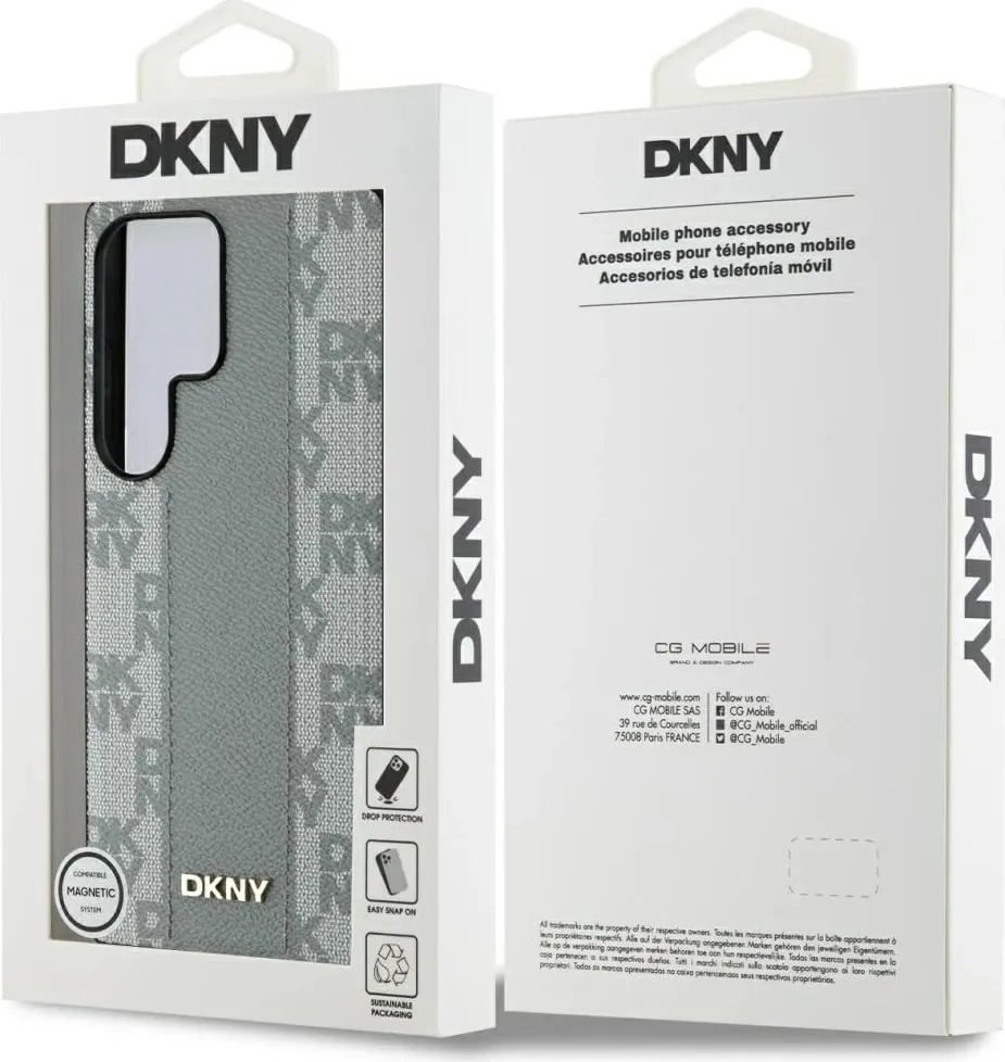 Mbështjellës DKNY Leather Checkered Pattern MagSafe për Samsung Galaxy S25 Ultra, Gri - 8