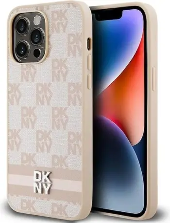 Mbulesë telefoni DKNY PU Leather Checkered, për iPhone 14 Pro Max, rozë