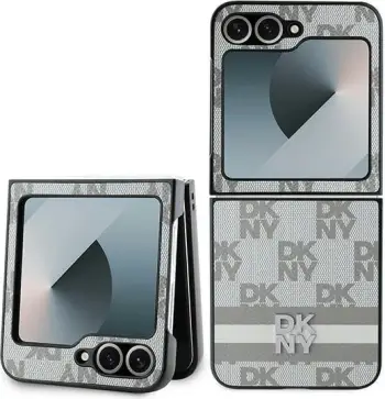 Mbështjellës për celular DKNY Checkered Pattern Printed Stripes për Samsung Galaxy Z Flip 6, Bezhe
