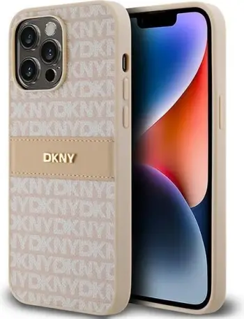 Mbulesë telefoni DKNY, për iPhone 14 Pro Max, PU lëkurë, bezhë