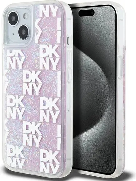 Mbështjellës DKNY Liquid Glitter Multilogo për iPhone 15/14/13, Rozë - 1