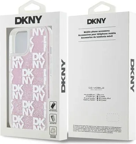 Mbështjellës DKNY Liquid Glitter Multilogo për iPhone 15/14/13, Rozë - 2