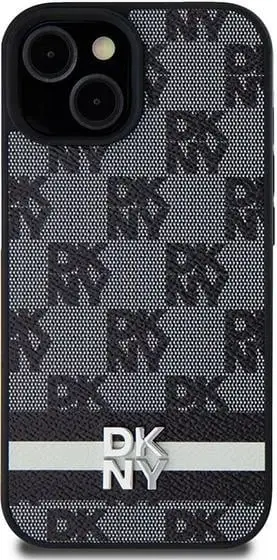 Mbrojtës telefoni DKNY Leather Checkered Mono Pattern, për iPhone 13, TPU, i zi