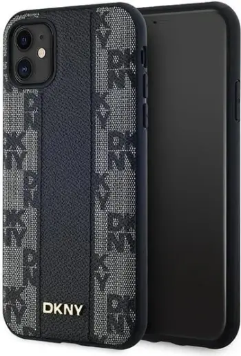 Mbulesë telefoni DKNY DKHMN61PCPVSLK, për iPhone 11 XR 6.1", MagSafe, lëkurë e zezë
