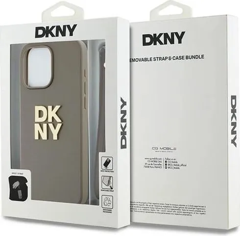 Mbështjellës DKNY Wrist Strap Stock Logo për iPhone 15 Pro Max, bezhë - 5