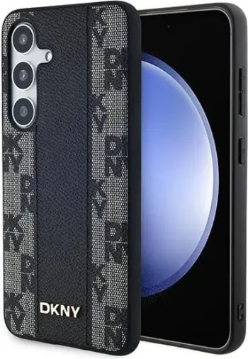 Mbështjellës DKNY Leather Checkered Mono Pattern MagSafe për Samsung Galaxy S24 Ultra, i zi