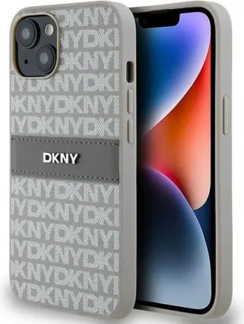 Mbulesë telefoni DKNY DKHCP14SPRTHSLE, iPhone 14 15 13 6.1", hardcase lëkurë, bezhë