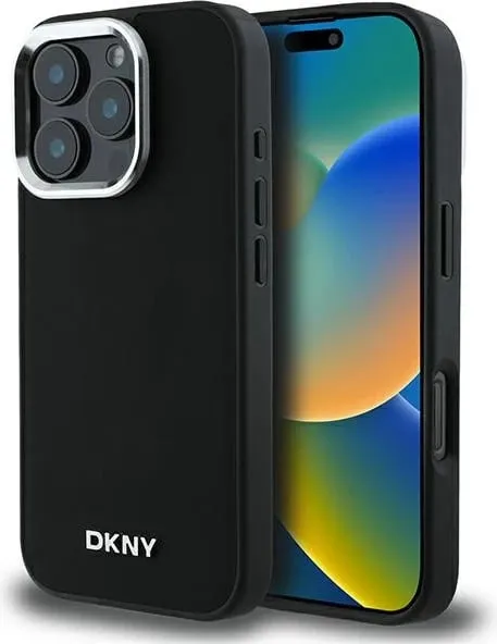 Mbështjellës DKNY Plain Silver Logo MagSafe për iPhone 16 Pro Max, i zi - 1
