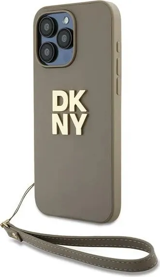 Mbështjellës DKNY Wrist Strap Stock Logo për iPhone 15 Pro, bezhë - 1