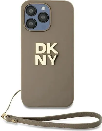 Mbështjellës DKNY Wrist Strap Stock Logo për iPhone 15 Pro, bezhë - 2