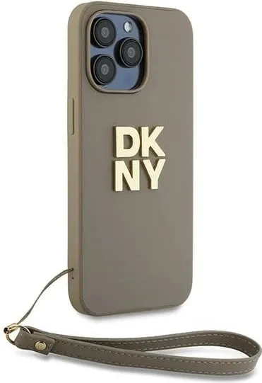 Mbështjellës DKNY Wrist Strap Stock Logo për iPhone 15 Pro, bezhë - 3