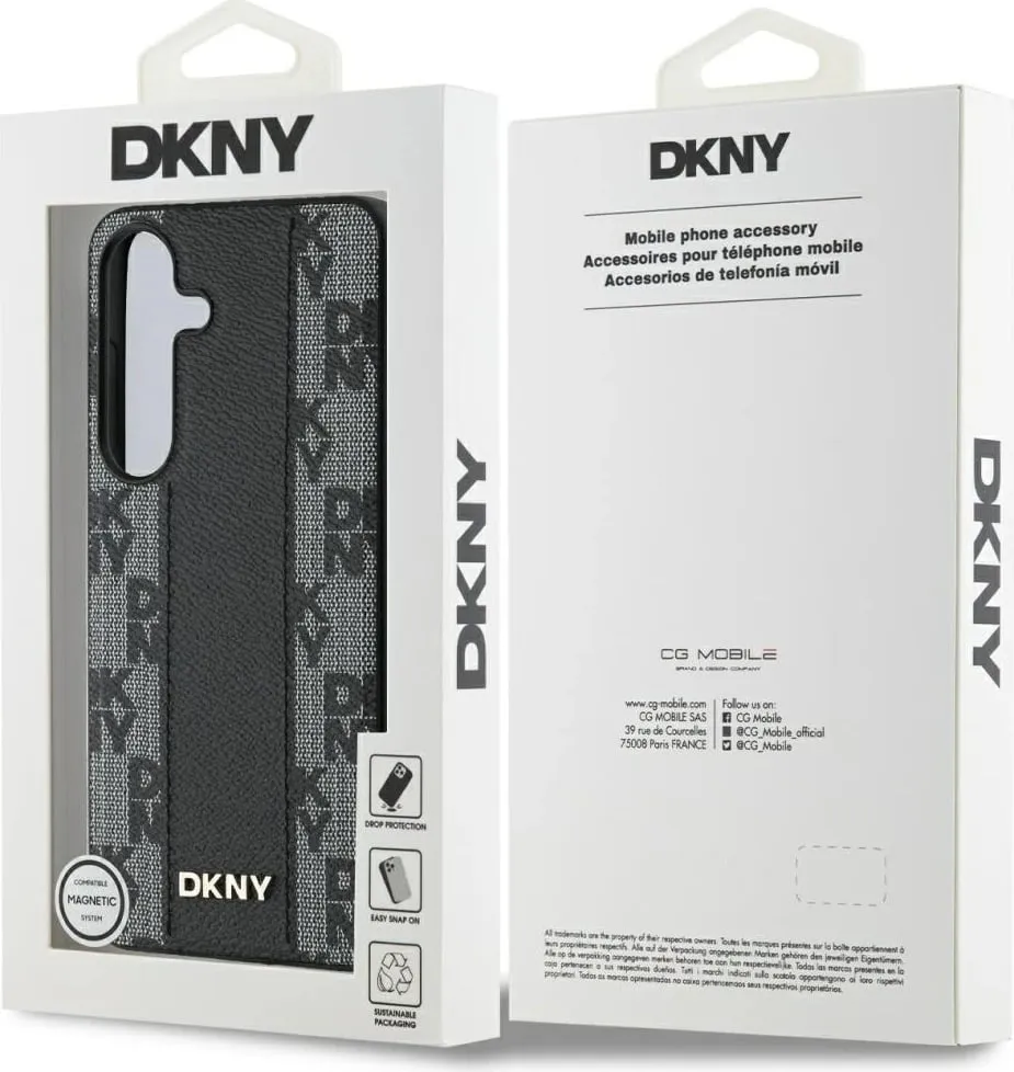 Mbështjellës DKNY për Samsung Galaxy S25, me MagSafe, Lëkurë, Checkered Pattern, Zi - 8