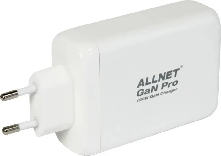 Karikues ALLNET GaN 130W, 1x USB Typ-A QC, 3x USB Typ-C, i bardhë - 2