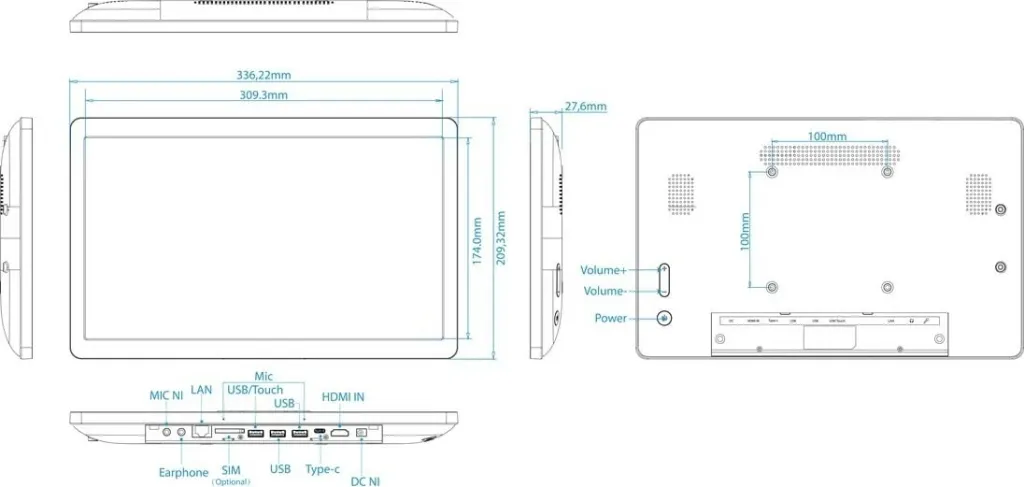 Tablet ALLNET 14 Zoll, Android 12, LTE, NFC, PoE, ngjyrë e zezë - 4