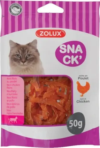 Shujtë për mace Zolux Treat Mini Chicken Fillets, 50 g
