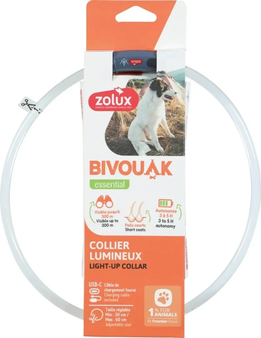 Qafore qeni ZOLUX BIVOUAK LED, silikon, e kuqe, 30-60 cm - 1