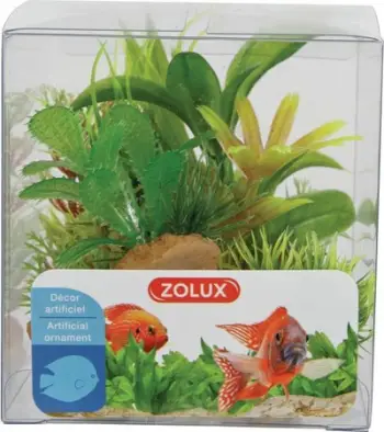 Set bimësh dekoruese për akuarium Zolux Plant, 6 copë, 8.5 x 8.2 x 9.2 cm, të gjelbra