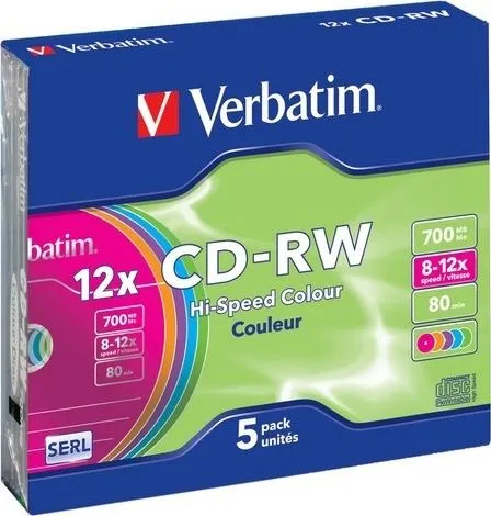 Disqe Verbatim 43167, CD-RW, 700MB, 12x, 5 copë - 1