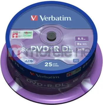 Disk Verbatim DVD+R Double Layer 8x Matt Silver, 25 copë