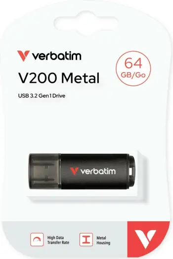 USB stick Verbatim V200 Metal 64GB, USB 3.2, zi