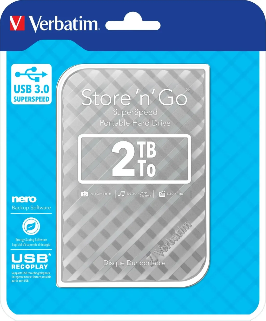 Hard disk i jashtëm Verbatim Store'n Go Gen2 2TB, USB 3.0, silver - 4