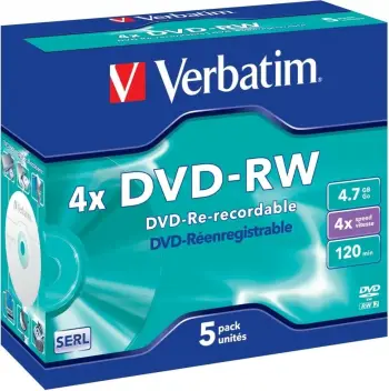 Disqe Verbatim DVD-RW, 4x, 4.7GB, 5 copë