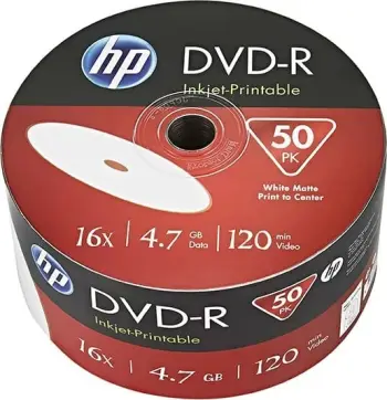 CD HP DVD-R 4.7 GB 16x WHITE FF, e bardhë, 50 copë