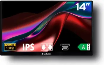 Monitor portativ me prekje Verbatim 49591, 14", IPS, Full HD 1920x1080, i zi
