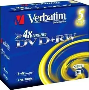 DVD+RW Verbatim, 4.7GB, 4x5 copë