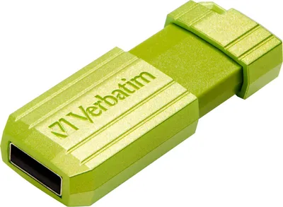 USB Verbatim PinStripe, 64GB, 2.0, jeshile metalike - 2