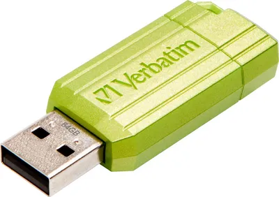 USB Verbatim PinStripe, 64GB, 2.0, jeshile metalike - 3
