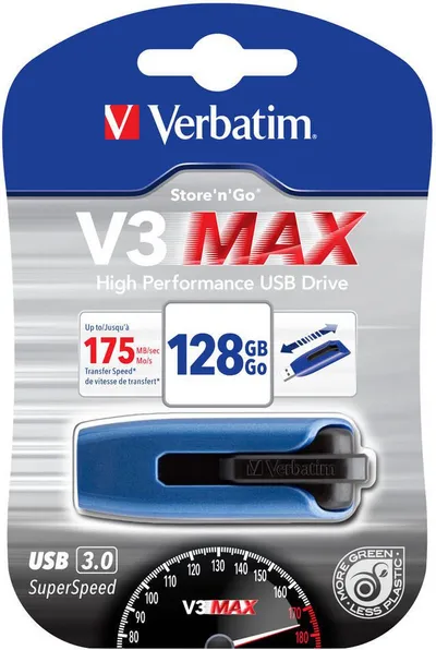 USB Flash Drive Verbatim Store'n'Go V3 MAX, 128 GB, e kaltër - 1