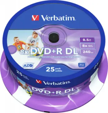 Disk DVD+R DL Verbatim 8.5GB, 8x, 25 copë